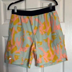 Fabletics Men's Athletic Shorts - Pink, Yellow, and Light Blue